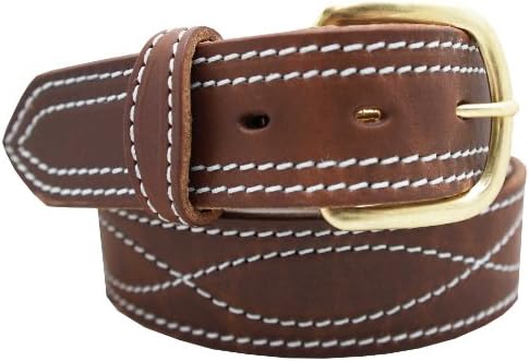 Men's Harness Leather Work Belt - 1 1/2" w/Decorative Figure 8 Stitching