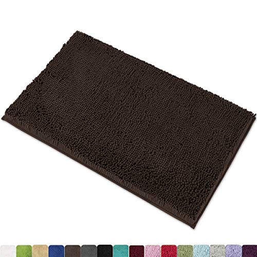 MAYSHINE Chenille Bath Mat for Bathroom Rugs 32" x20", Extra Soft and Absorbent Microfiber Shag Rug, Machine Wash Dry- Perfect Plush Carpet Mats for Tub, Shower, and Room- Brown