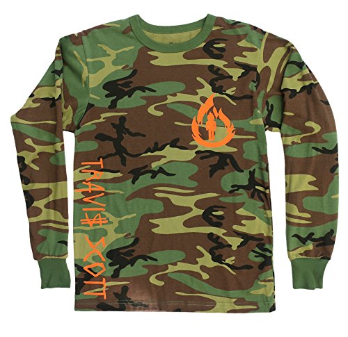 Travis Scott, La Flame Logo, Camouflage Long Sleeve Shirt (Orange Logo)