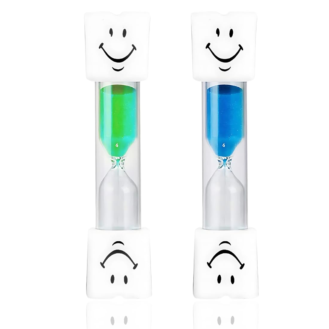 Reccisokz 2 Pieces Toothbrush Timer For Kids, Smiley Face hourglass, Toothbrush Sand Timer, Kids Timer,sand timers for kids, Dental Hygiene, Kitchen Timer, Egg Timer(3 Minute)