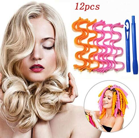 Hair Rollers,12pcs Hot New DIY Curl Formers Water Ripple Hair Divider Magic Hair Curlers Curl Formers Spiral Ringlets Leverage Rollers