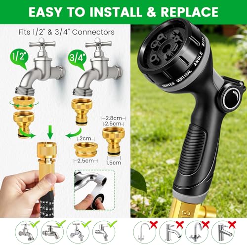 WEVOL Garden Water Hose, 30 m, Extendable Garden Hose with 1/2" and 3/4" Adapters, Garden Water Hose with 10 Functions Gun and Hook for Lrrigation Gardening Car Wash