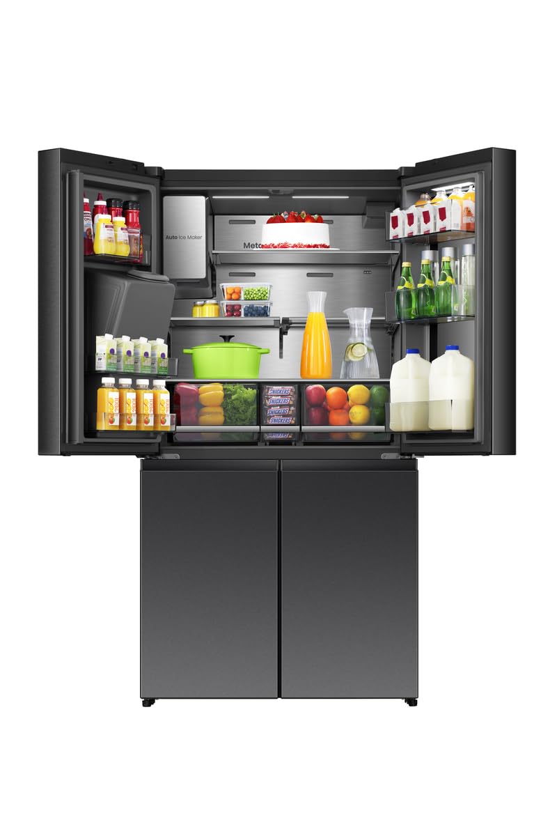 Hisense RQ600P7SKE Cross Door Kühl-Gefrierkombination/Freistehend/ 615L/ 37 dB/EEK: E/PureView Door/Intelligent Hub/Eis&Wasserspender/UV-Wasseraufbereitung/ (BxHxT): 91,4 × 179 × 73 cm/Schwarz 3