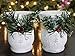 BANBERRY DESIGNS Christmas Candle Holders - Set of 2 White Glitter Votive Holders with Greenery and Berries - LED Flameless Candles Included - Christmas Centerpiece Candles