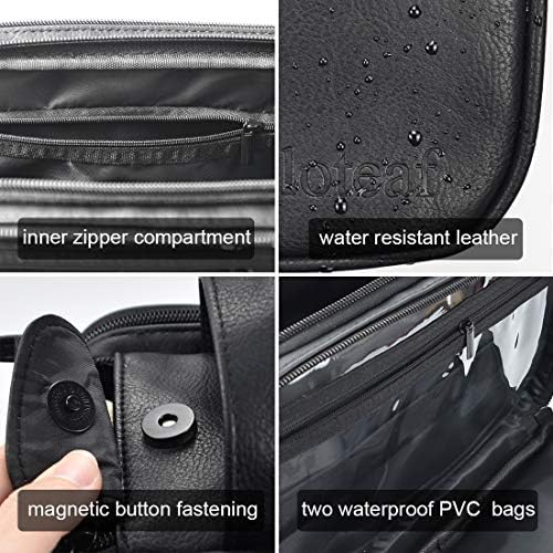Loteaf Toiletry Bag for Men PU Leather Water-Resistant Travel Toiletry Bag Organizer Dopp Kit for Toiletries Accessories (Black) 5 Loteaf Toiletry Bag for Men PU Leather Water-Resistant Travel Toiletry Bag Organizer Dopp Kit for Toiletries Accessories (Black)