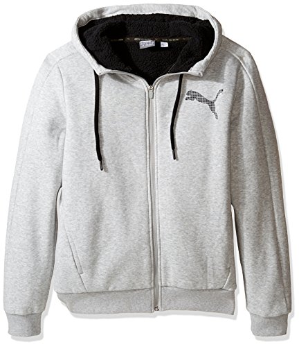 PUMA Men's Sherpa Full Zip Hoody, Light Gray Heather, Large