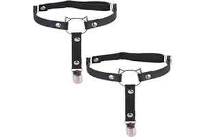 Yuarmi 2Pcs Adjustable Leather Thigh Garter, Punk Gothic With Metal Anti-Slip Clips for Women, Elastic Cat Face Shaped for Th