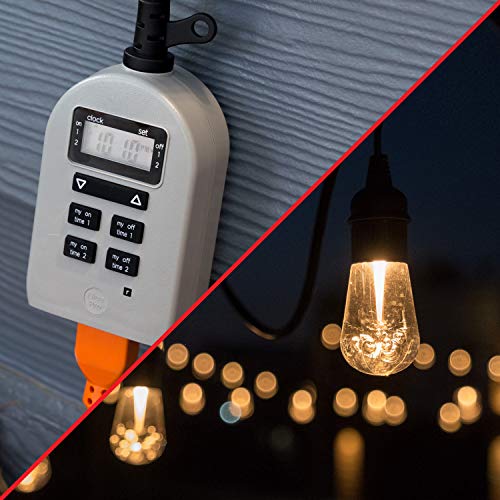 UltraPro SimpleSet Outdoor Plugin Timer 2 pack, Dual Custom ON/OFF Settings, WeatherResistant