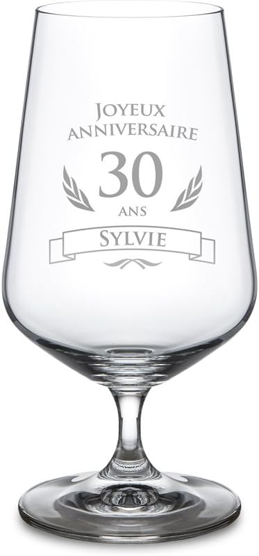 Amavel Verre A Biere Tulipe Avec Gravure Personnalisee Joyeux Anniversaire 30 Ans Prenom Volume 0 4 L Amazon Fr Cuisine Maison