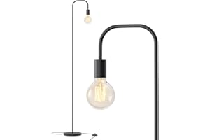 Oneach 63.75" Industrial LED Floor Lamp for Living Room Bedroom Reading Office Metal Minimalist Standing Lamp Tall Pole Lamps Office Black(Bulb not Included)