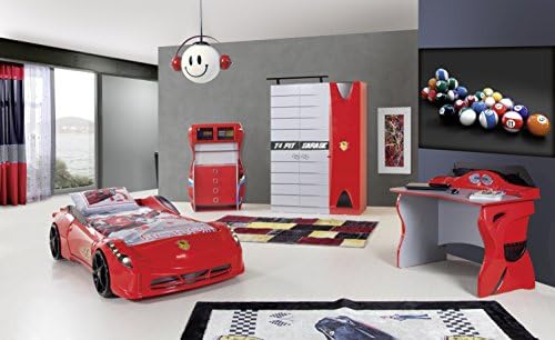 Red Ferrari Style Racer 3 Piece Bedroom Set (Red 3 Piece Bedroom Set)