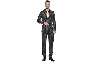EraSpooky Men's 1920s Gangster Costume Wide Pin Stripe Suit Include Jacket Pants Shirt Front with Attached Necktie