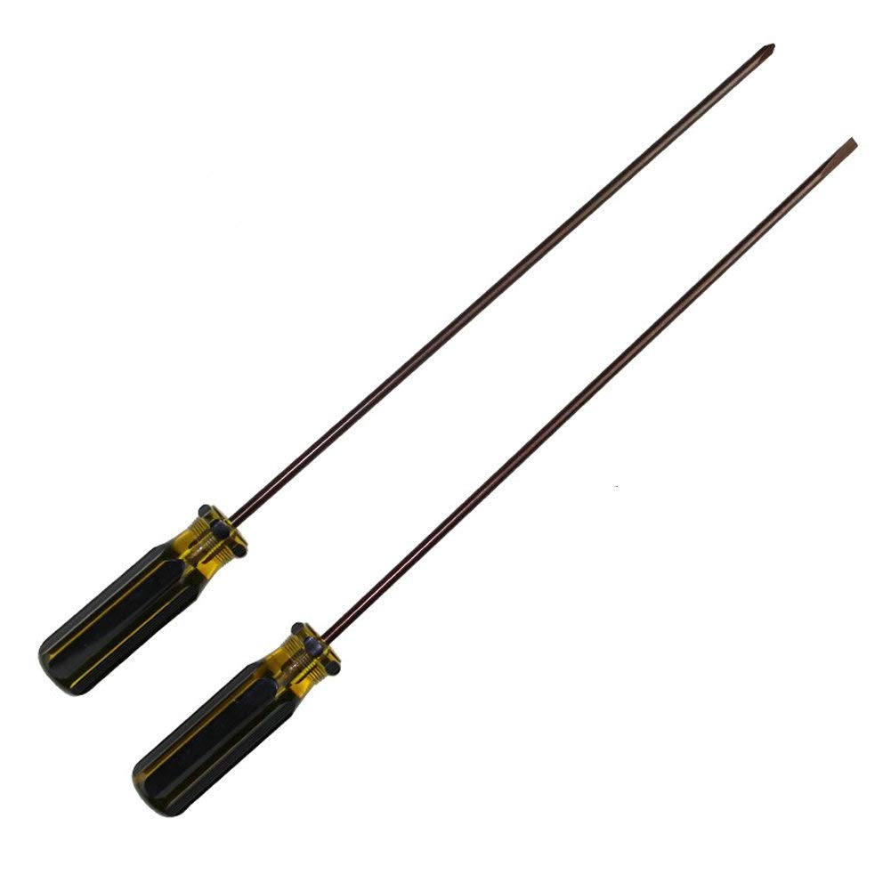 12" Extra Long Cross-Head & Flat Blade Screwdriver, 2 Pack Magnetic Screwdriver for Sewing Machine Car Repair DIY Hand Tool