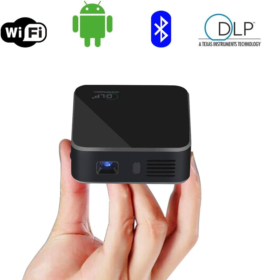 HTLL Intelligent DLP Projector 120 Lumens Home Theater Cinema Pico Projector Portable Outdoor Projector Airplay Miracast Googleplay Kodi XBMC Support 1080P iPad iPhone Android Smartphone