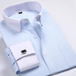 ATOFY Men's Dress Shirt French Cuff Tuxedo Shirt
