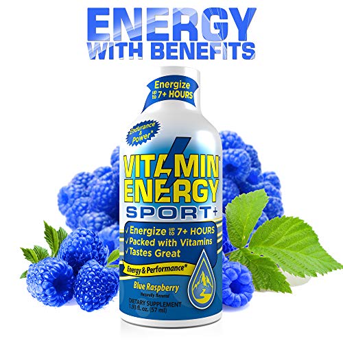 Vitamin Energy Sport+ Energy Drink Shots, Blue Raspberry Flavor, Up to