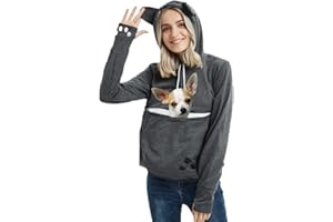 Jomago Womens Pet Carrier Thin Hoodies Kitten Puppy Pouch Shirts Animal Holder Hood Long Sleeve Sweatshirt