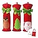 3PCS Wine Ornaments - Christmas Wine Bottle Decor set - Santa Claus Deer Bottle Cover Clothes - Christmas Tree Bows with a Merry Christmas Gift Bags - Kitchen Decoration for New Year Xmas Dinner Party