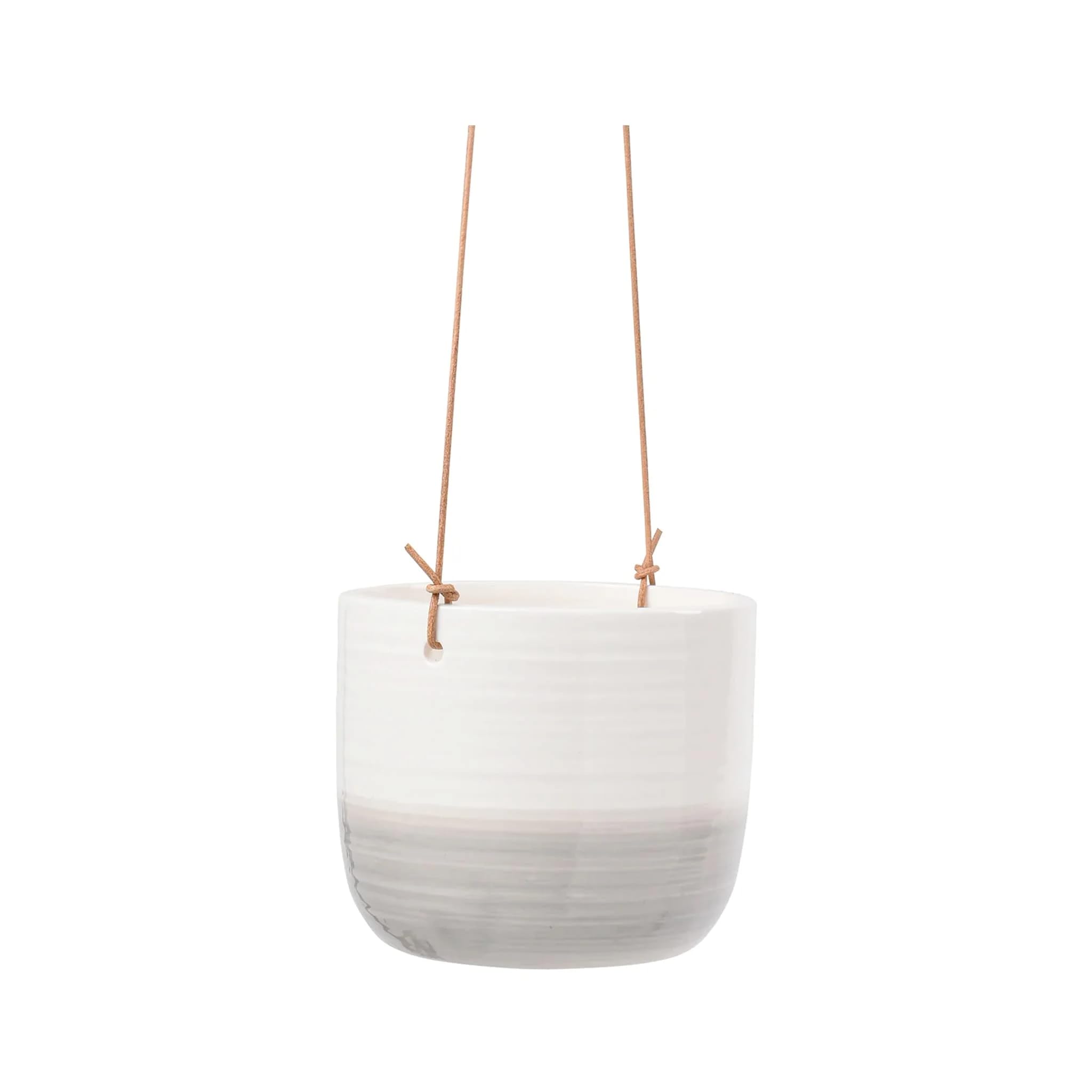 Burgon & Ball Glazed Hanging House Plant Pot in Ripple Design Beige & White