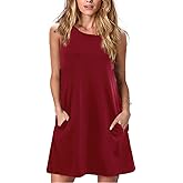 Alaster Women’s Tank Casual Dress Summer Loose Striped T-Shirt Dresses Sleeveless Sundress with Pockets