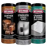 Weiman Wipes Variety (3 Pack) - Stainless Steel, Leather, and Granite Non-Toxic Wipes - 90 Wipes