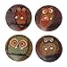 HOUSWEETY 50PCs Wooden Buttons Owl Cartoon Pattern Fashion 2-Hole Sewing Scrapbook DIY
