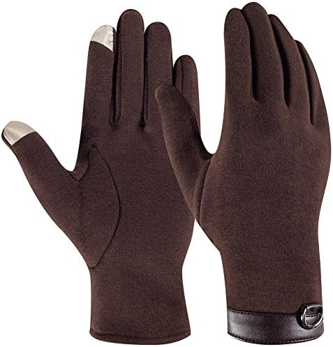 Beownwear Men's Winter Touchscreen gloves, Cold Weather Outdoor Gloves for Running Cycling Motorcycle Driving (Brown)