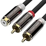 FosPower Y Adapter (8 inch) 2 RCA (Male) to 1 RCA