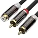 FosPower Y Adapter (8 inch) 2 RCA (Male) to 1 RCA (Female) Stereo Audio Y Adapter Subwoofer Cable (24k Gold Plated) 2 Male to 1 Female Y Splitter Connectors Extension Cord