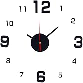 3D DIY Wall Clock,Battery Operated,Frameless,Large,Suit 8-15",Black,Var.Num | Wall Decor Sticker Clock Kit,Analog,Silent Non Ticking,Home,Office,School