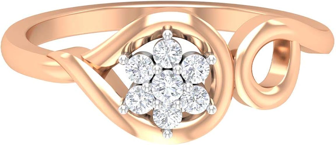Diamond Promise Ring for Women (2 MM Round Cut Diamond), 14K Rose Gold