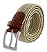 Men's Stretch Belt Braided Elastic Stretch Belt Casual Weave Canvas Fabric Woven Belt 1-3/8