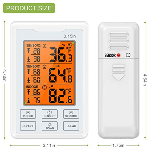 [New Version] KeeKit Refrigerator Thermometer, Digital Freezer