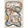 Amazon.com: Ladole Rugs Distressed Train Tracks Flatweave Play Area Rug ...