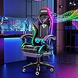 HOFFREE RGB Gaming Chair with Speakers Massage