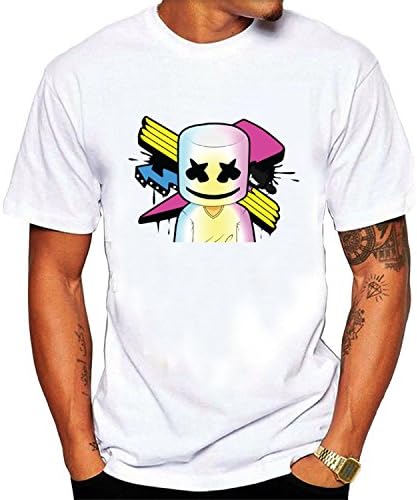 Marshmello face alone DJ Graphic Tee Men's Short Sleeve T-Shirt white