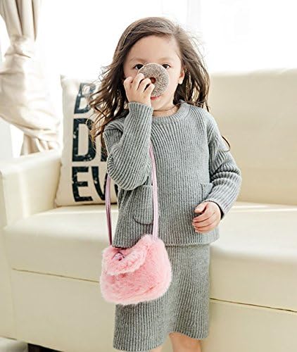 Faxianther Kids Girls Toddlers Cute Bowknot Hairy Mini Shoulder Bags Crossbody Bags Cell Phone Case Holder Small Purse Wallet Clutch Cross Body Handbags - Image 3