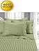 Elegant Comfort Super Silky Soft - 1500 Thread Count Egyptian Quality Luxurious Wrinkle, Fade, Stain Resistant 4-Piece STRIPE Bed Sheet Set, Queen Green