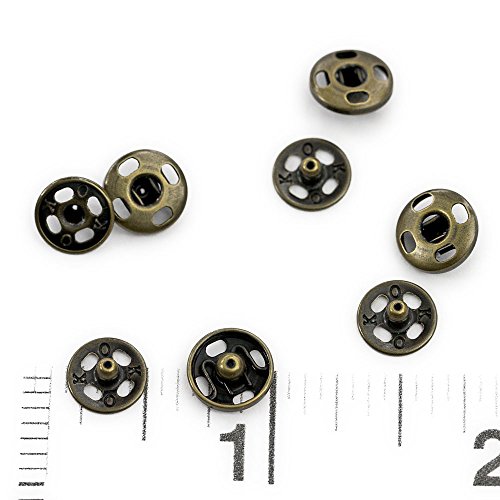 144 Sets of Sew-on Snaps, 8mm, Antique Brass