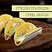 4 Pack - Stylish Stainless Steel Taco Holder Stand, Taco Truck Tray Style, Rack Holds Up to 3 Tacos Each, Oven Safe for Baking, Dishwasher and Grill Safe, 4