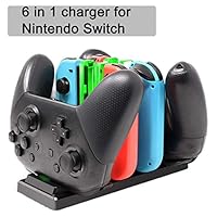 Holdpeak Controller Charging Dock for Nintendo Switch, 6 In 1 Charger Dock for Nintendo Switch Joy-Con Controllers and Pro Con