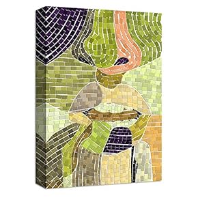 Canvas Wall Art Abstract Mosaic Collage Painting Artwork for Home Prints Framed - 12x18 inches
