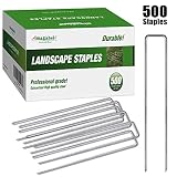 Amagabeli 6 Inch Garden Stakes Galvanized Landscape Staples 500 Pack Heavy Duty Sod Pins Fence Stakes for Anchoring Weed Barrier Fabric Ground Cover Landscaping Tubing Garden Staples