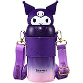 Kuromi Purple Stainless Steel Insulated Water Bottle (Straw) with Strap 560ml