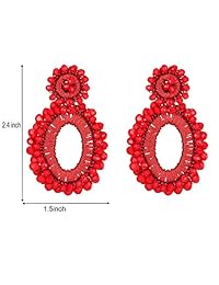 Bonnie - Pendientes largos con cuentas huecas, diseño de flores