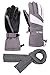 FURST Women's Storm Touchscreen Winter Ski Gloves + Scarf Set, Pocket, Thinsulate, Waterproof, Grey, S