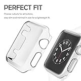 Apple Watch Snap On Clear Case Full Protection + Screen Protector Built in Bumper Slim Skin [Watch Hard Cover] Corner Protective Case Shockproof Ultra Thin Series 1, 2 & 3 Accessories (42mm Clear)