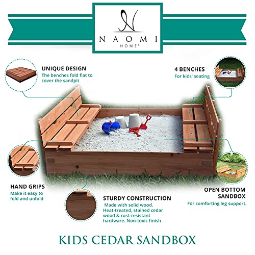 Kids Sandbox with Lid Sand Box for Kids Outdoor with Lid Cedar Wooden