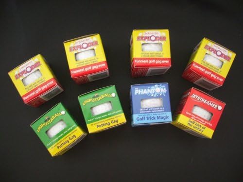 Lot 8 Trick Golf Balls Jokes Exploding, Mist, Wobble, Streamer with Free Pocket Calculator