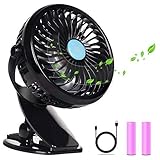 ELOKI Clip on USB Desk Fan, 4400mAh Rechargeable Battery Operated Table Fan Adjustable Speeds Mini Portable Desktop Fan,Best for Baby Stroller, Car, Gym, Office, Outdoor, Travel, Camping